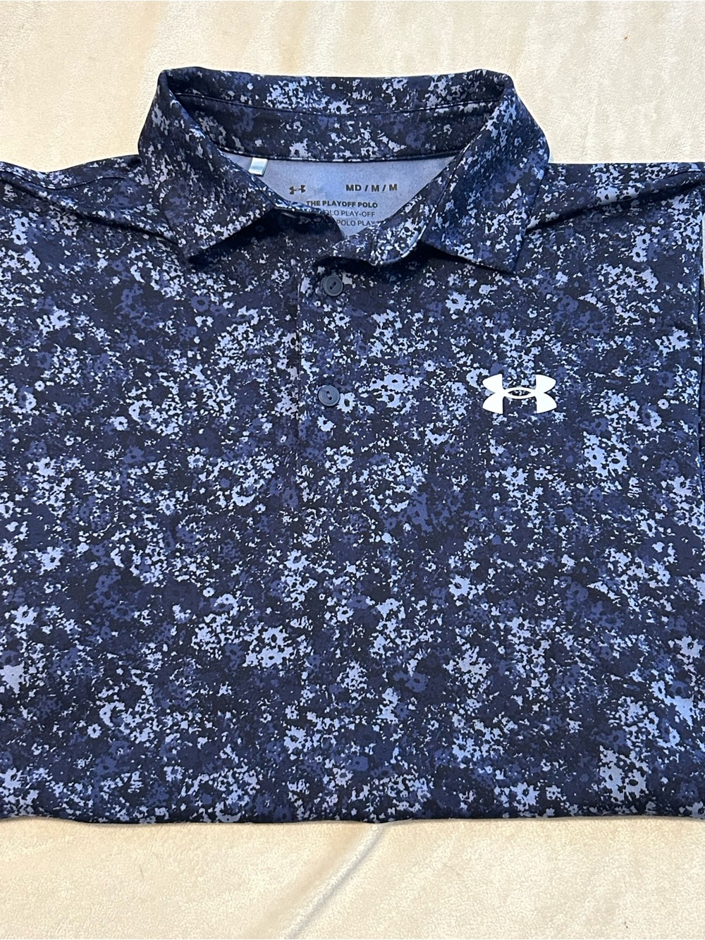 Under Armour Playoff Polo Shirt Men Medium M Blue Floral Camo Performance Golf